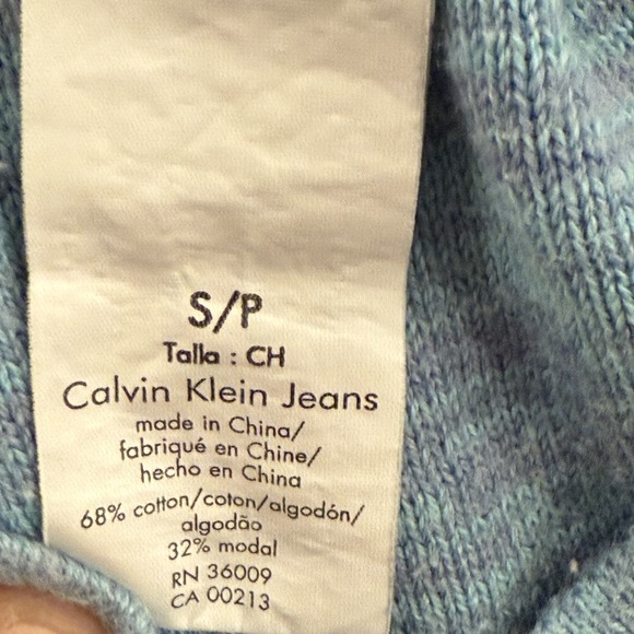 Calvin Klein Jeans Women's Sweater S Tight Knit Pullover Long Sleeve V Neck Blue - Picture 5 of 7